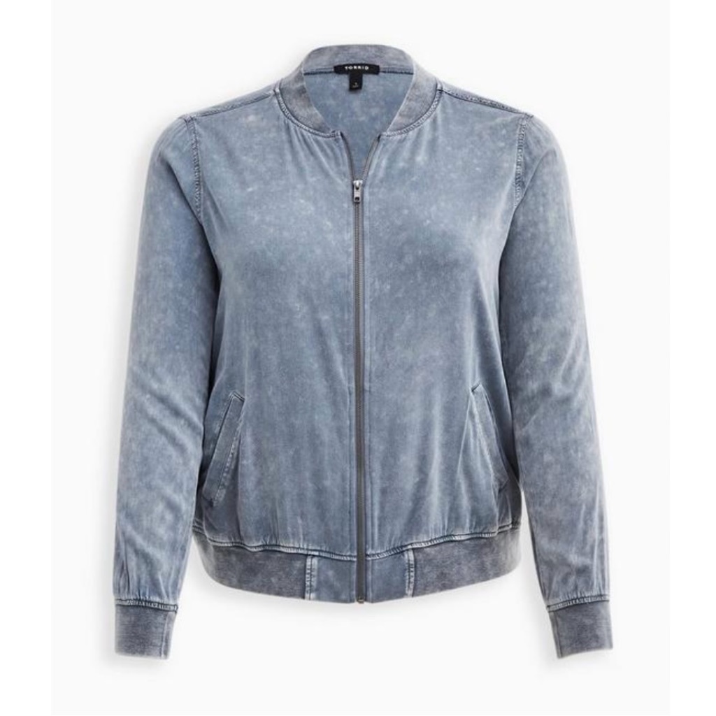 Torrid Blue Gray Full Zip Pockets Lightweight Bomber Jacket Size 4x
